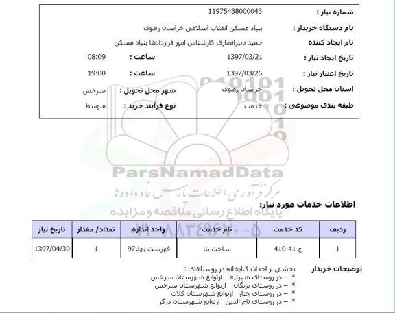 استعلام, استعلام احداث کتابخانه