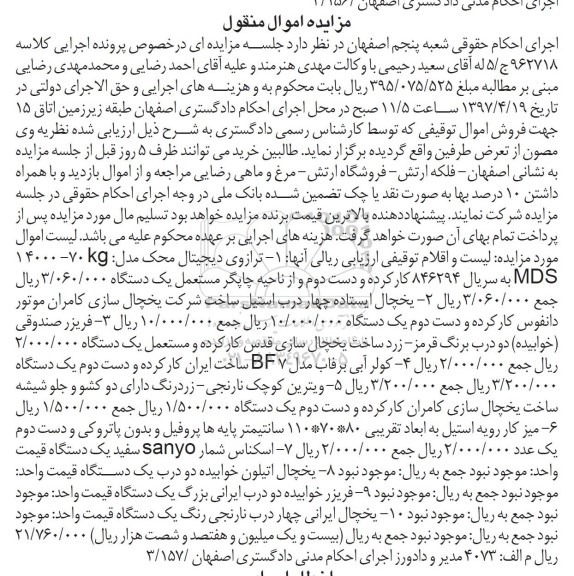 مزایده, مزایده فروش ترازوی دیجیتال