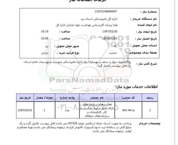 استعلام, استعلام رنگ آمیزی دیوار و سقف و بهسازی برق...