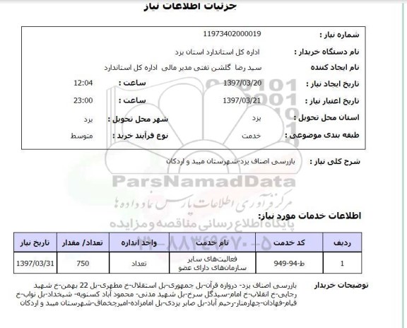 استعلام, بازرسی اصناف