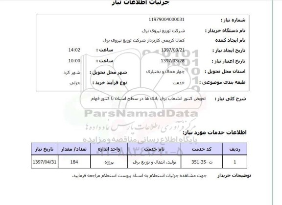 استعلام ,استعلام تعویض کنتور انشعاب برق بانک ها 