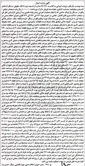 مزایده,مزایده ملک قطعات شالیزاری.استخر پرورش ماهی.خانه محوطه 