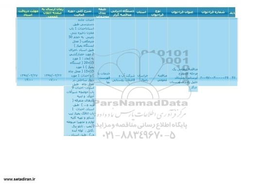 مناقصه عمومی, مناقصه آبرسانی روستا...