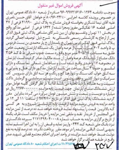 مزایده,مزایده پلاک ثبتی مساحت 205.18متر قطعه 16 تفکیکی