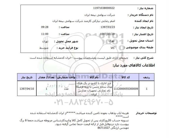 استعلام, استعلام چیدمان اداری...