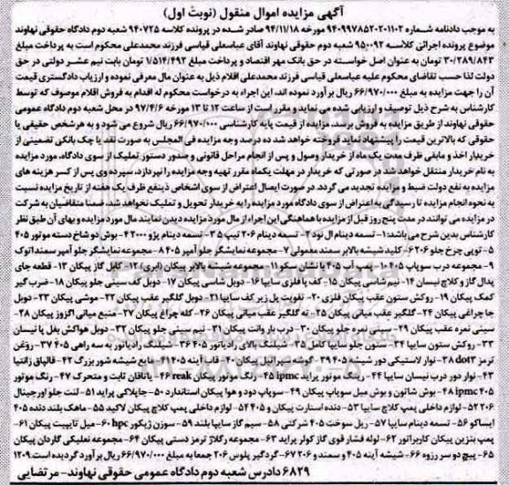 مزایده ، مزایده تسمه دینام - مجموعه نمایشگر جلو آمپر و ...