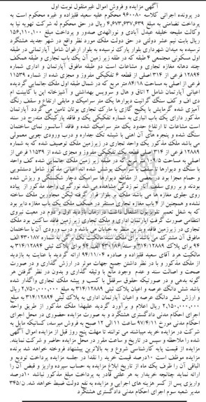 مزایده,مزایده آپارتمان مساحت 84.18متر  قطعه شش تفکیکی