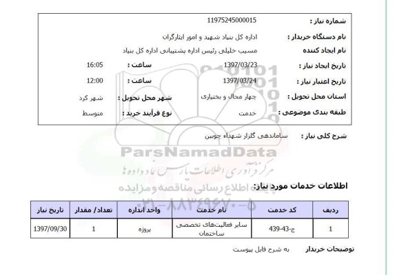 استعلام, استعلام ساماندهی گلزار شهداء...