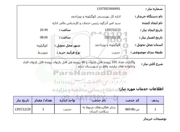 استعلام, استعلام واگذاری تعداد 105 پرونده قابل بازتوان ... 