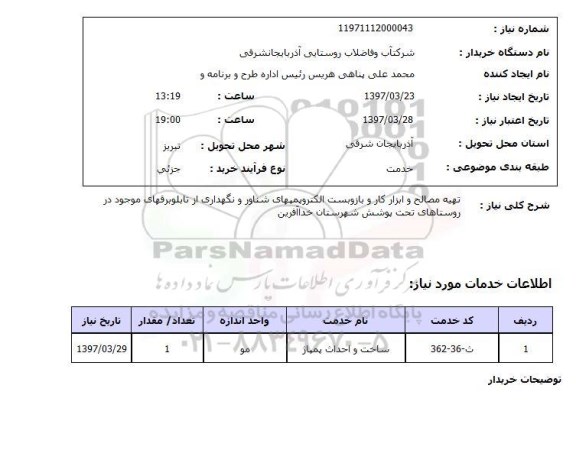 استعلام,تهیه مصالح و ابزار کار