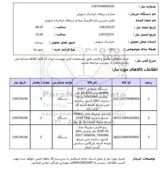 استعلام , استعلام مدولاتور ، واتمتر و فایندر 