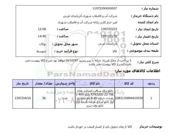 استعلام, تابلو برق سافت استارتر 