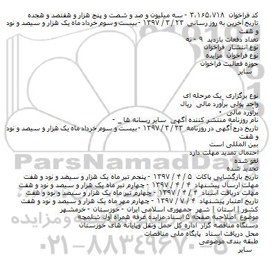 اصلاحیه مزایده ، اصلاحیه مزایده اصلاحيه اجاره يک باب غرفه
