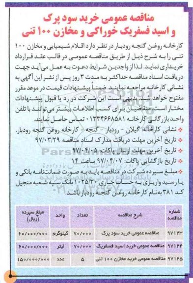 مناقصه , مناقصه خرید سود پرک و ...