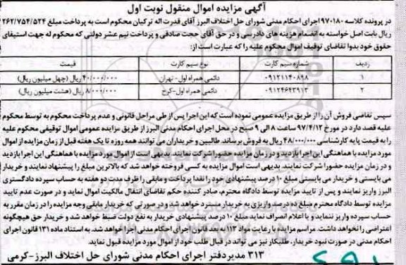 مزایده, مزایده سیم کارت