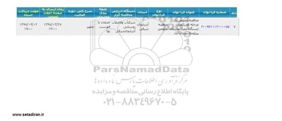 مناقصه تکمیل ایستگاه پمپاژ 