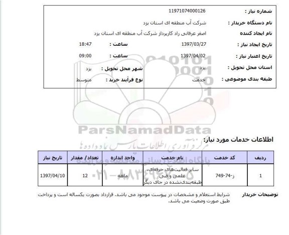 استعلام, سایر فعالیت های حرفه ای، علمی و فنی طبقه بندی نشده در جای دیگر
