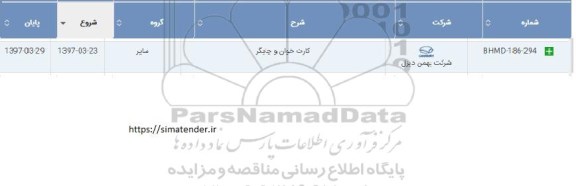 مناقصه, مناقصه کارت خوان و چاپگر