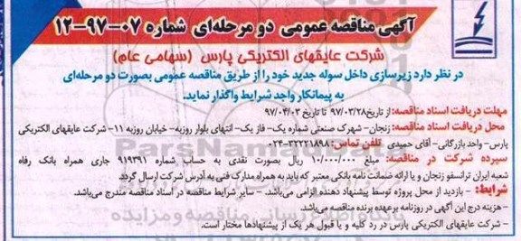 مناقصه عمومی, مناقصه زیرسازی داخل سوله
