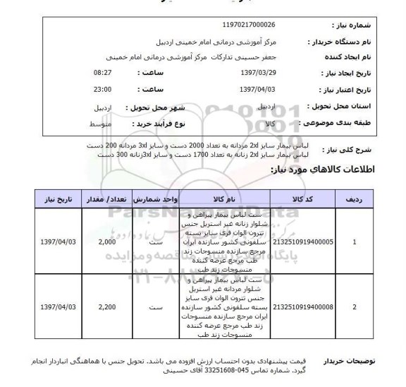 استعلام,لباس بیمار 
