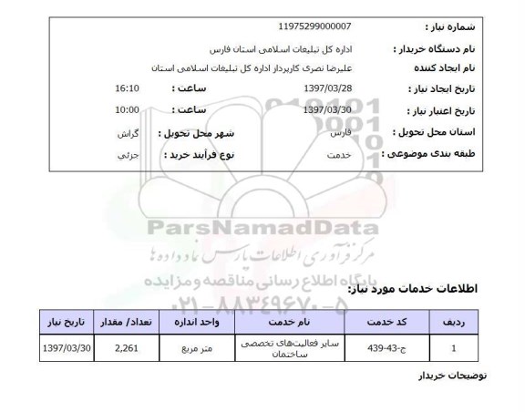 استعلام, سایر فعالیت های تخصصی ساختمان 