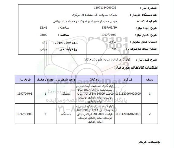 استعلام, استعلام کولرگازی