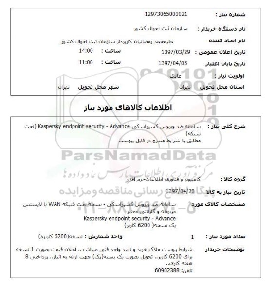 استعلام, سامانه ضد ویروس کسپراسکی