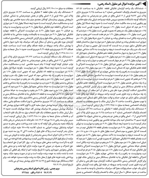 مزایده,مزایده ششدانگ سه واحد آپارتمان و یکباب مغازه