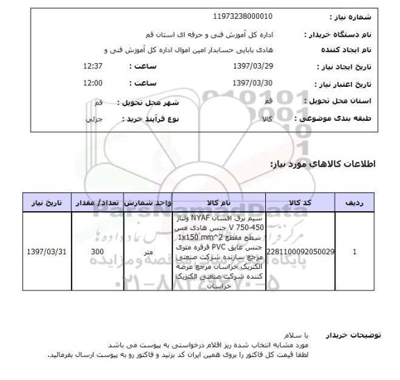 استعلام, سیم برق افشان