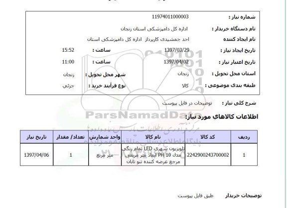 استعلام, تلویزیون شهری LED 