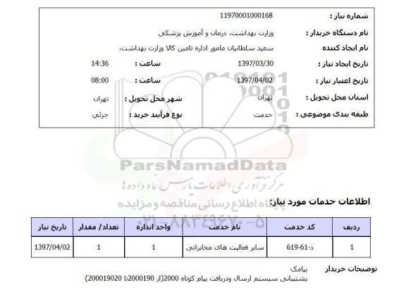 استعلام, سایر فعالیت های مخابراتی