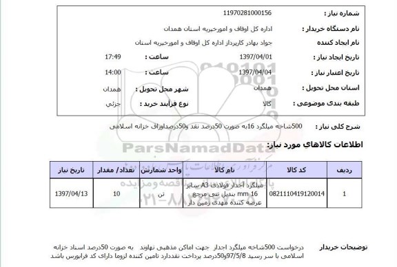استعلام, میلگرد