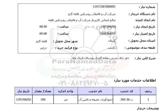استعلام ,استعلام حفر چاه دستی دهانه گشاد 