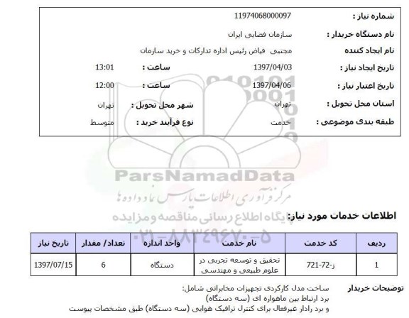 استعلام, تحقیق و توسعه تجربی در علوم طبیعی و مهندسی