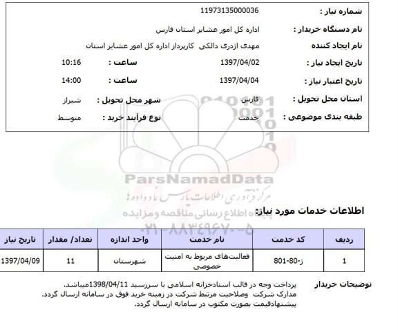 استعلام, ​فعالیت های مربوط به امنیت خصوصی