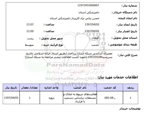 استعلام, استعلام تعمیرات اساسی شبکه...