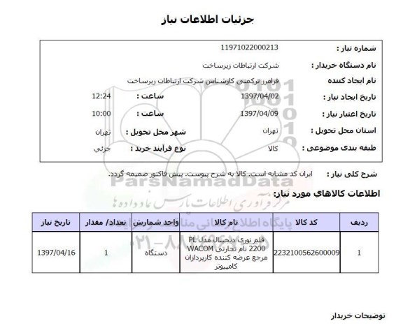 استعلام, قلم نوری دیجیتال
