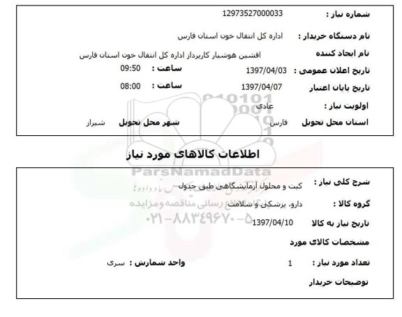 استعلام, کیت و محلول آزمایشگاهی