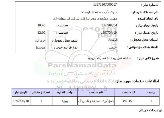 استعلام,ساماندهی رودخانه