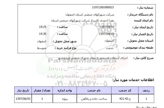 استعلام, اجرای قسمتی از آسفالت معابر