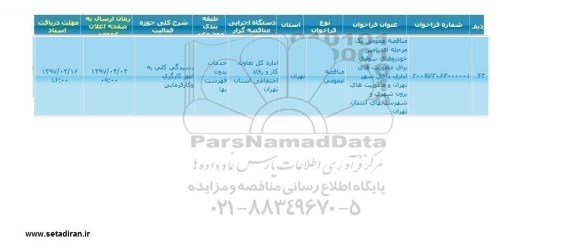 مناقصه تامین خودروهای سواری 