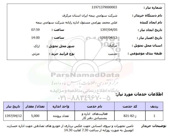 استعلام ,استعلام فعالیت های اداره و پشتیبانی دفتر کار