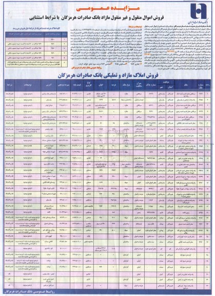 مزایده,مزایده فروش اموال منقول و غیرمنقول مازاد بانک با شرایط استثنایی
