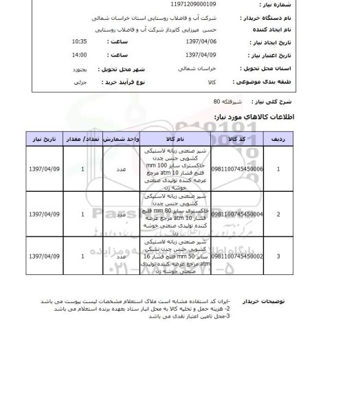 استعلام,شیر فلکه 80