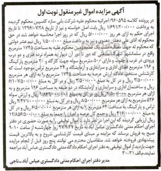 مزایده ,مزایده زمین مساحت 1745 متر نوبت اول