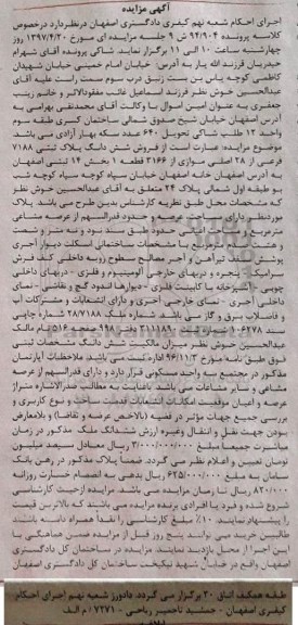 مزایده,مزایده ششدانگ پلاک ثبتی 7188 فرعی از 28 اصلی