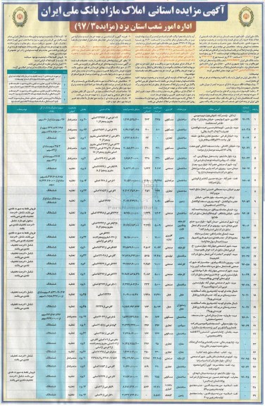 مزایده, مزایده استانی فروش قسمتی از املاک مازاد نقد اقساط