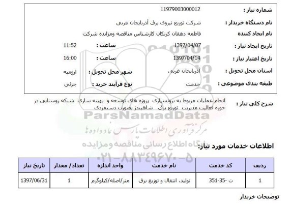 استعلام, استعلام انجام عملیات مربوط به برونسپاری پروژه های توسعه  ...
