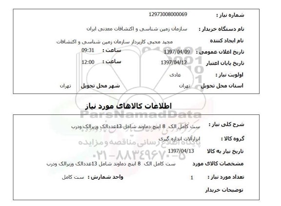استعلام, استعلام ست کامل الک 8 اینچ