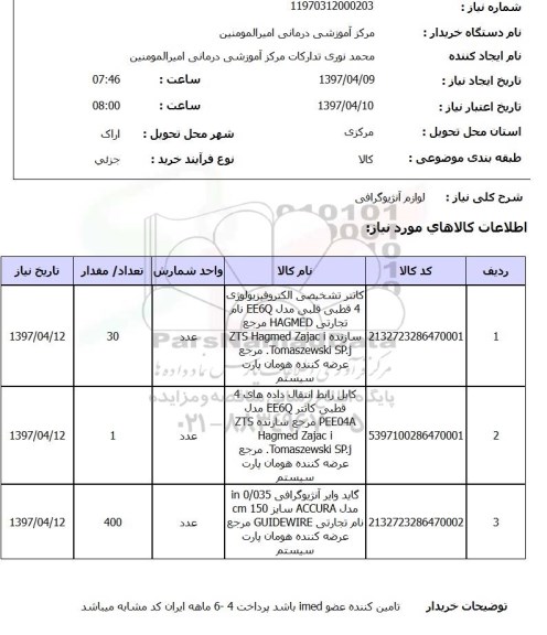استعلام,استعلام لوازم آنژیوگرافی
